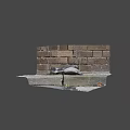 Game Character Pigeon Lying On Stone Steps With Brick Wall And Grass 3d model