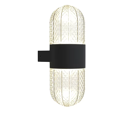 Contemporary Textured Glass Wall Light With Black Band And Bright Luminous Design 3d model