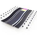 Modern Architectural Decorative Panel With Wavy Strips Colored Blocks And Black Dots