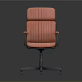 Orange Office Chair With Striped Leather Upholstery Armrests And Swivel Base