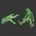 Two Character Models With Sitting And Lying Poses In Casual Clothing