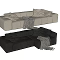 Light Gray and Dark Gray Two Seater Sofa Modular Design with Plush Pillows Soft Blanket