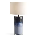 Modern Table Lamp With White Fabric Shade And Blue Gray Gradient Ceramic Base 3d model