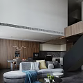 Modern Living Dining Room Interior Design With Large Windows Grey Sofa And Decorative Pillows