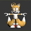 Game Movie Yellow Fox Character Standing With Two Tails Red Shoes And White Gloves
