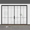 Modern Black Frame Glass Sliding Door Design With Decorative Patterns For Interior Space 3d model