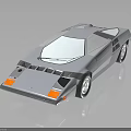 Futuristic Geometric Sports Car Featuring Sleek Silver Body Orange Headlights And Modern 3D Design