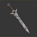 Decorative Medieval Sword With Silver Blade Brown Handle And Ornate Metal Guard