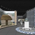 Cultural Center Exhibition Hall With Ancient Chinese Artifacts And Display Cases
