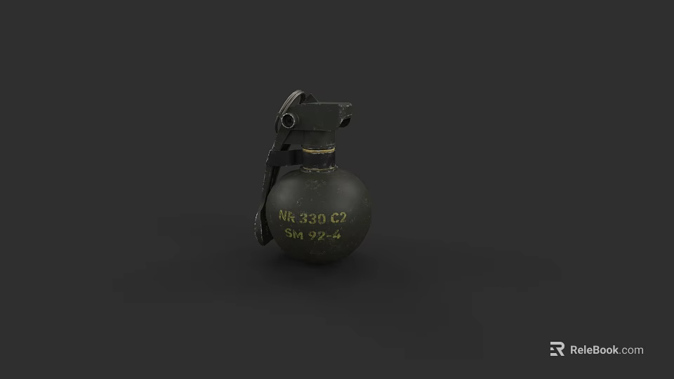 Military Grenade Weapon With Green Body Nr 330 CZ Marking And Safety Pin 3d model 