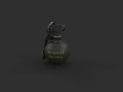 Military Grenade Weapon With Green Body Nr 330 CZ Marking And Safety Pin 3d model