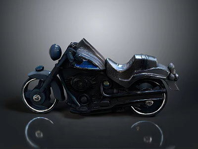 Vintage Black Motorcycle Model With Leather Seat And Silver Wheels 3d model