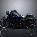 Vintage Black Motorcycle Model With Leather Seat And Silver Wheels