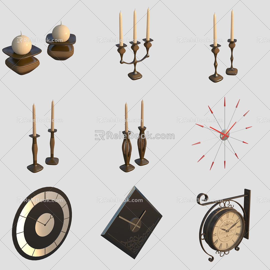 Clock Clocks Scented Candles 3d model