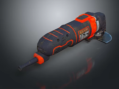 Black and Orange Electric Angle Grinder with Grinding Wheel and Power Tool Design 3d model