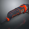 Black and Orange Electric Angle Grinder with Grinding Wheel and Power Tool Design