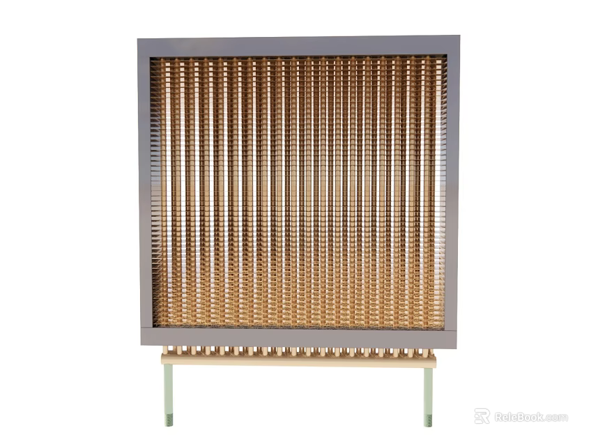 Golden Metal Filter With Rectangular Frame And Support Stand Legs 3d model 