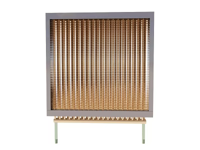 Golden Metal Filter With Rectangular Frame And Support Stand Legs 3d model