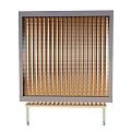 Golden Metal Filter With Rectangular Frame And Support Stand Legs