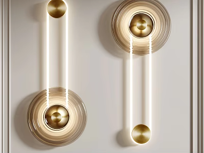Modern Round Glass Wall Lamps With Brass Metal And Illuminated Design 3d model