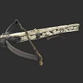 Artisan Crafted Ancient Crossbow With Intricate Sculpted Patterns And Carved Details