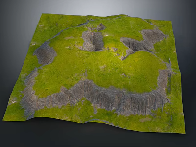 Realistic Natural Terrain With Lush Green Vegetation Rocky Cliffs And Undulating Landscape 3d model