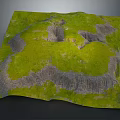 Realistic Natural Terrain With Lush Green Vegetation Rocky Cliffs And Undulating Landscape