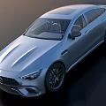 Mercedes AMG Silver Four Door Coupe With Sleek Design Sporty Exterior And Alloy Wheels