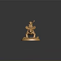 Golden Statue Of Warrior Riding Mythical Creature With Spear And Base