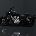 Black Modern Motorcycle With Shiny Metallic Engine Leather Seat And Stylish Wheels