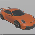 Orange Sports Car With Rear Spoiler Black Wheels And Sporty Design