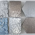 Textured Metal Wall Decor With Rectangular And Hexagonal Silver Gray Brown Panels