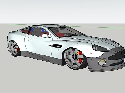 Sleek White Two Door Sports Car With Large Wheels And Red Brake Calipers 3d model