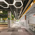 Modern Supermarket Interior With Vegetable Display Section Bright Lighting And Patterned Tile Flooring