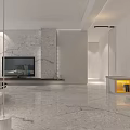 Modern Bright Minimalist Living Room With Polished Marble Floor Comfortable Sofa And Warm Ambient Lighting