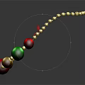 Festive Colorful Necklace With Red Green Gold Beads And Red Bow Design