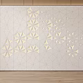 Modern White Background Wall With 3D Geometric Star Shaped Floral Decorations
