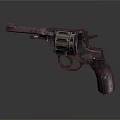 Vintage Revolver With Metal Texture And Worn Design For Still Life