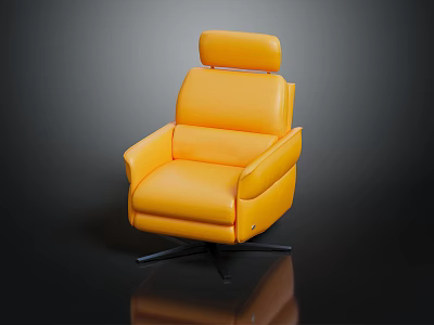 Modern Yellow Leather Chair With Comfortable Armrests And Adjustable Backrest On Black Metal Base 3d model