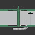Green Industrial Table Saw With Silver Tabletop And Dust Collection Hose