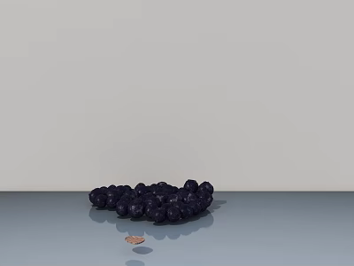 Artistic Dark Blue Sculpture Carving On Gray Surface With Small Coin 3d model