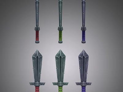 Q version iron sword novice sword stone sword medieval cartoon style PBR process hand-painted sub-era weapons 3d model