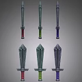 Q version iron sword novice sword stone sword medieval cartoon style PBR process hand-painted sub-era weapons 3d model