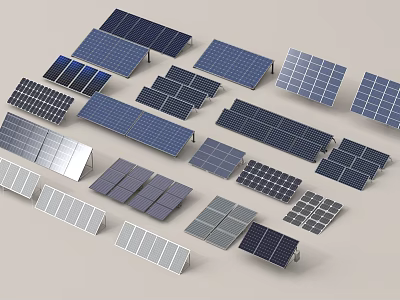 Different Types of Solar Panels for Public Facilities Energy Supply 3d model