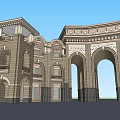 Classical Style Entrance Gate With Arched Design And Ornate Stone Carvings