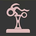 Pink Metallic Abstract Sculpture Decorative Furniture Ornament With Square Base