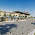 Aerial Planning Of Transportation Hub With Main Building Square Greenery And Road Network