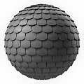 Architectural Scaled Tiles Sphere Structure With Dark Gray And Black Colors And Dividing Lines