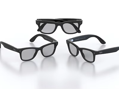 Three Black Classic Sunglasses With Stylish Frames And Tinted Lenses 3d model