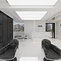 Modern Hair Salon Interior Design With White Styling Chairs Marble Reception Desk And Mirrors